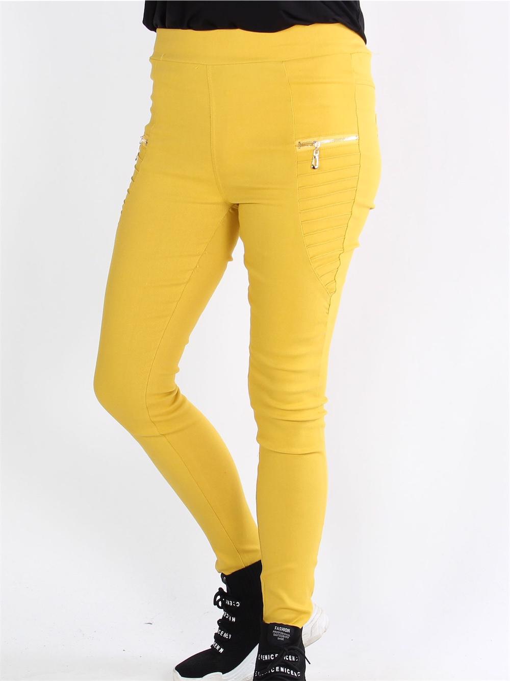 Agathe - Denim look leggings med guld lynlås